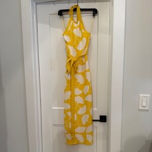Diane Von Furstenberg x Target Yellow and White Halter Midi Dress Size XS